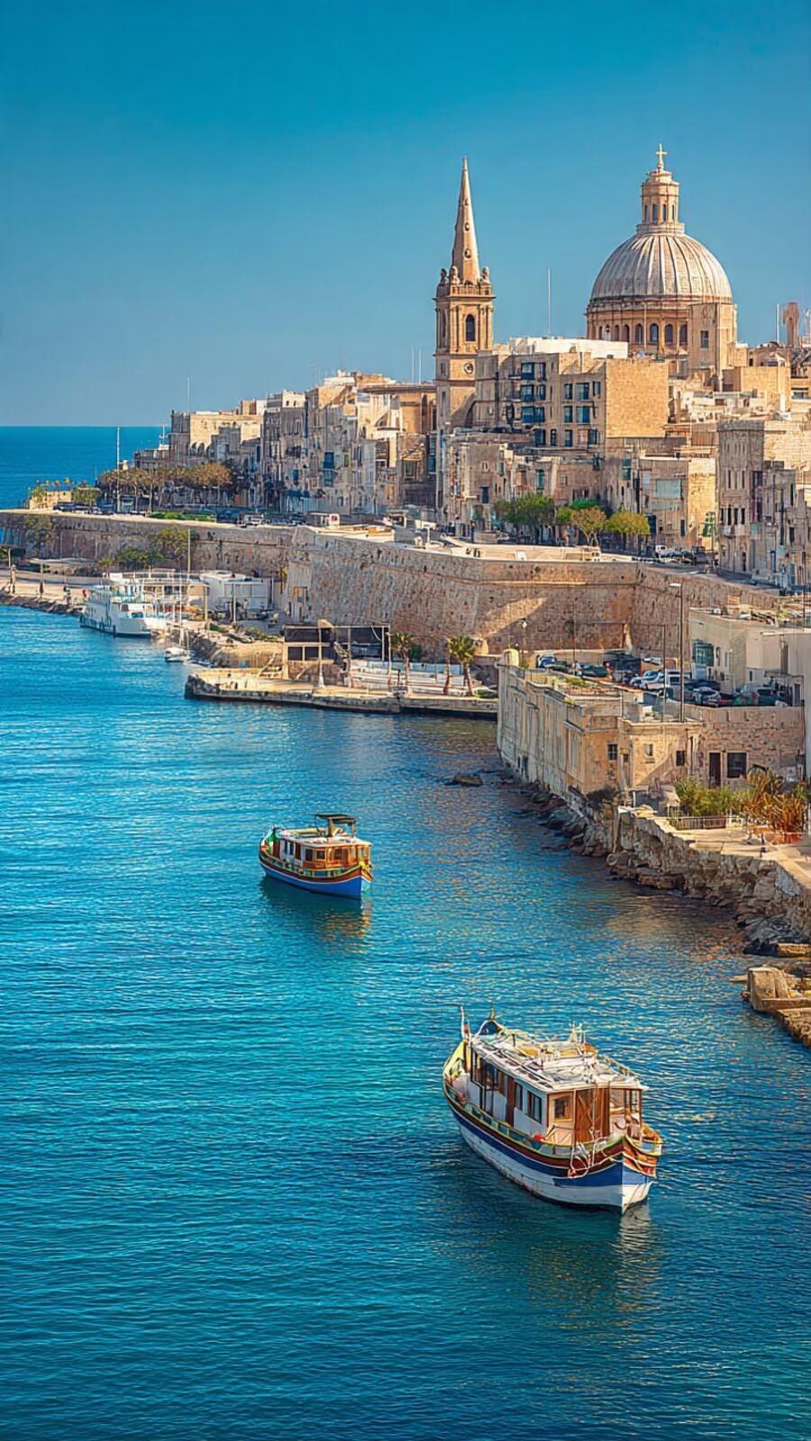 Porto di Valletta con barche tradizionali